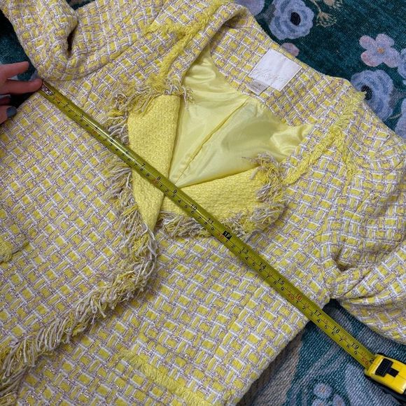 Boucle Tweed Blazer Chanel Style Jacket in Fringed Yellow HTF Super RARE - Picture 10 of 15